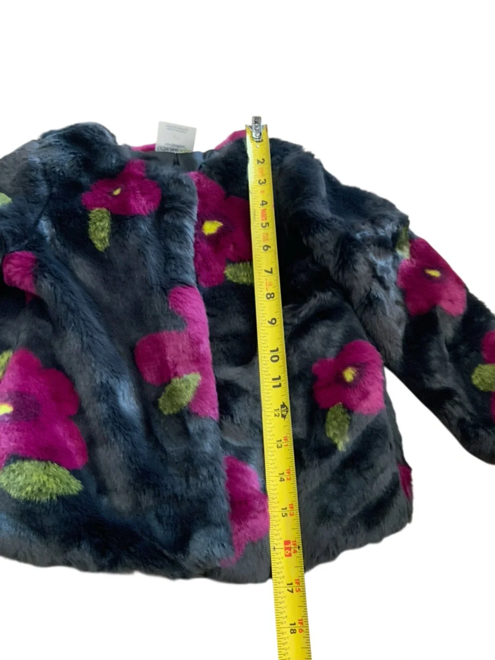 OshKosh B'gosh Navy Faux Fur Jacket with Magenta Floral Print